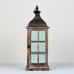 Dřevěná lucerna tmavá 60cm