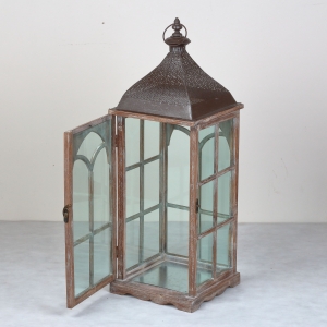 Dřevěná lucerna tmavá 79cm