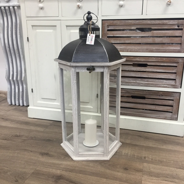 Dřevěná lucerna velká 35x35x73cm