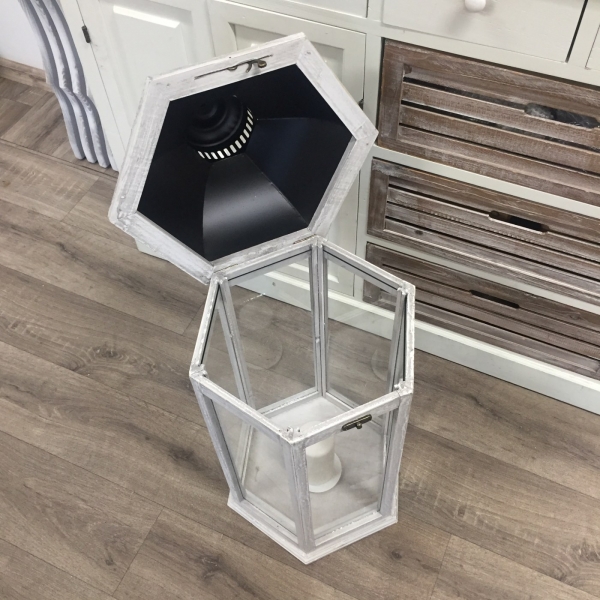 Dřevěná lucerna velká 35x35x73cm