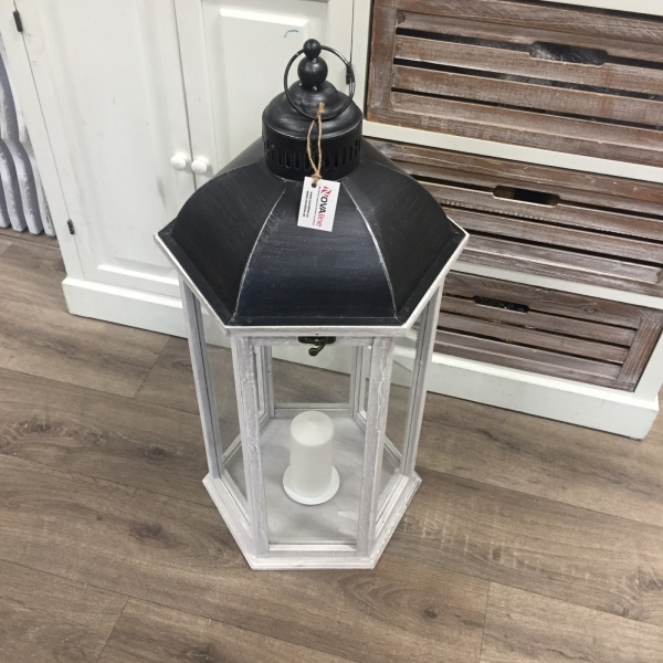 Dřevěná lucerna velká 35x35x73cm