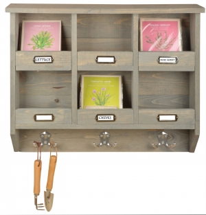 Dřevěná nástěnná police - organizér  57,3x11,0x47,2cm