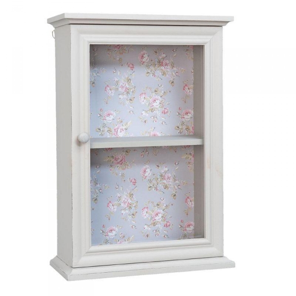 Dřevěná nástěnná skříňka květinový motiv 28x13,5x41cm