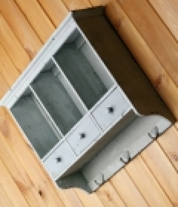 Dřevěná polička se šuplíky a háčky 51cm - vyřazeno