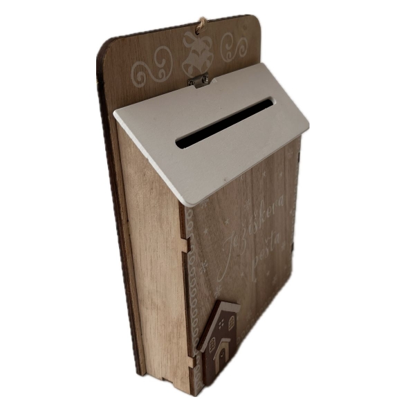 Dřevěná schránka pro Ježíškovu poštu 17 × 12,5 × 4,3 cm