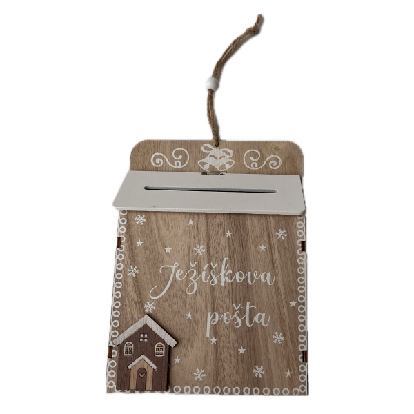 Dřevěná schránka pro Ježíškovu poštu 17 × 12,5 × 4,3 cm