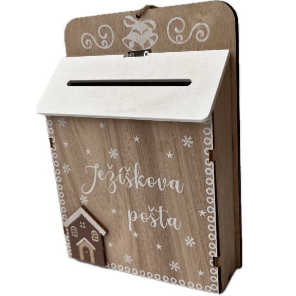 Dřevěná schránka pro Ježíškovu poštu 17 × 12,5 × 4,3 cm