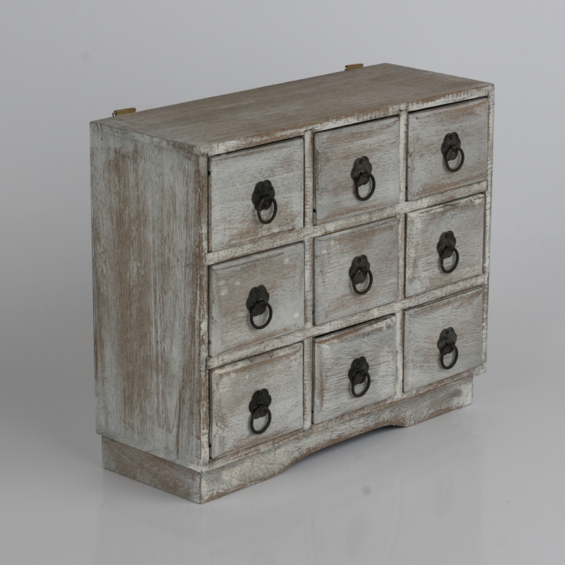 Dřevěná skříňka 9 šuplíčků 27x23x10cm