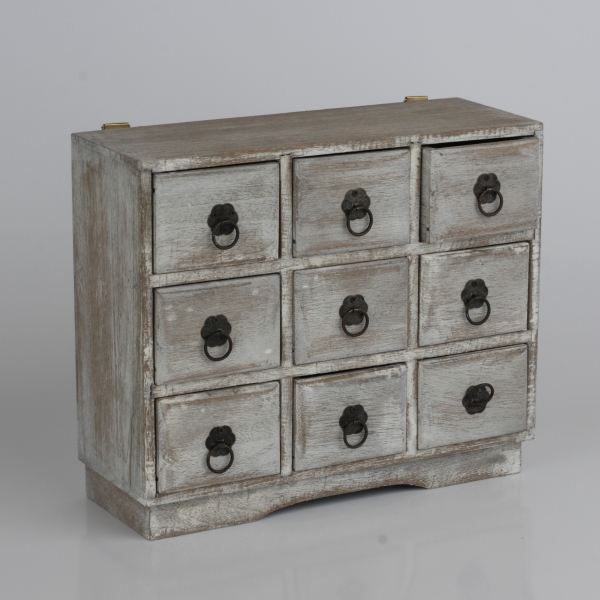 Dřevěná skříňka 9 šuplíčků 27x23x10cm