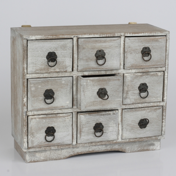 Dřevěná skříňka 9 šuplíčků 27x23x10cm