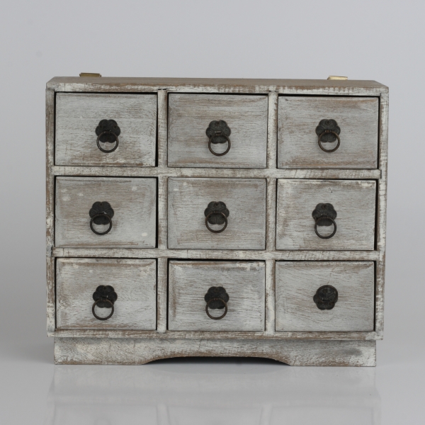 Dřevěná skříňka 9 šuplíčků 27x23x10cm