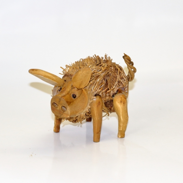 Dřevěná socha prasátko Pepík