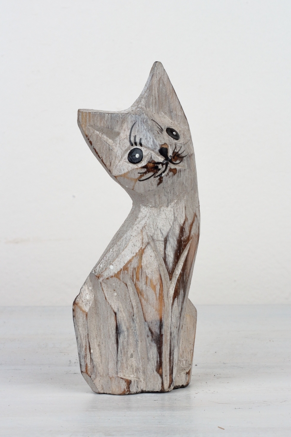 Dřevěná soška kočka 15/13/10cm (set 3ks)