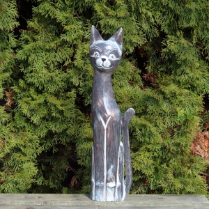 Dřevěná soška kočka hnědá 80cm