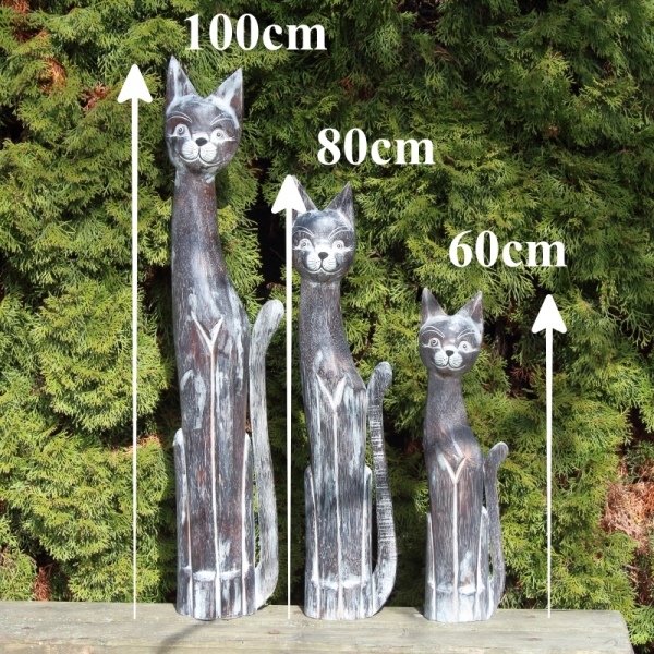 Dřevěná soška kočka mourovaná 100cm 