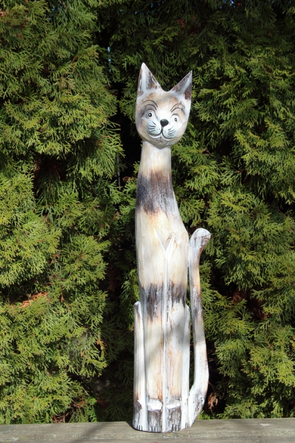 Dřevěná soška kočka mourovaná 100cm 
