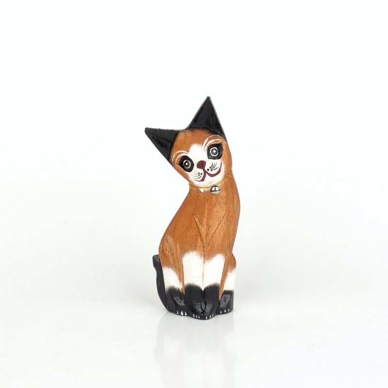 Dřevěná soška kočky 15cm