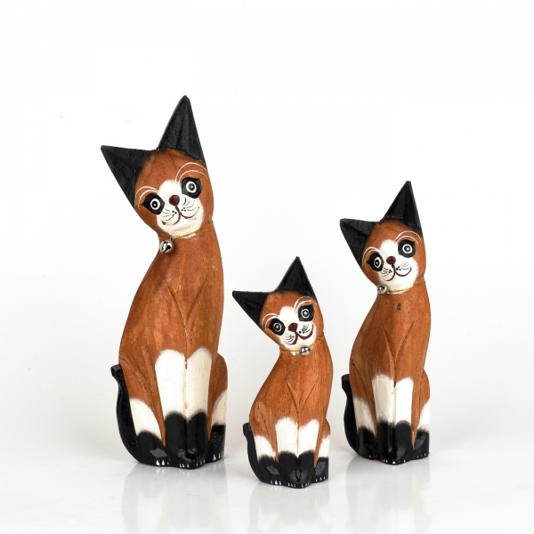 Dřevěná soška kočky 15cm
