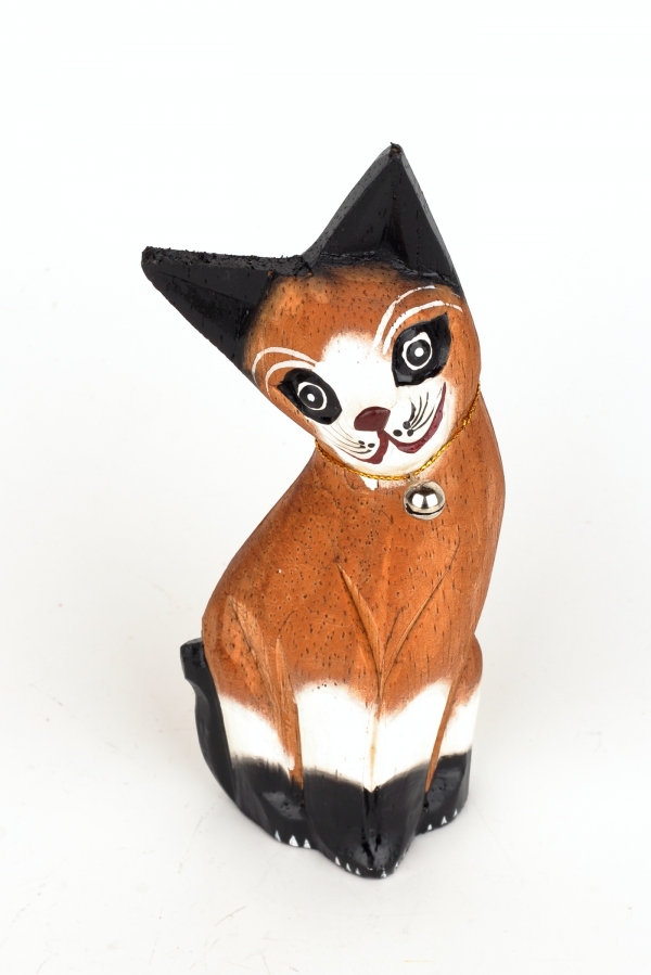Dřevěná soška kočky 15cm