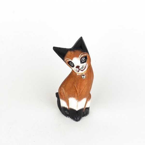Dřevěná soška kočky 15cm