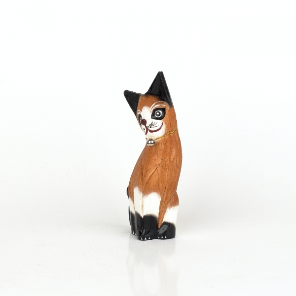 Dřevěná soška kočky 15cm