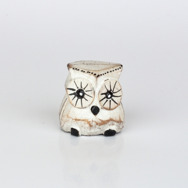 Dřevěná soška sova (sada 3ks) 4cm