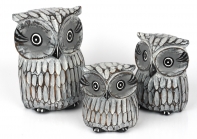 Dřevěná soška sova šedá 16cm