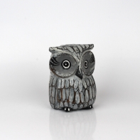 Dřevěná soška sova šedá 16cm