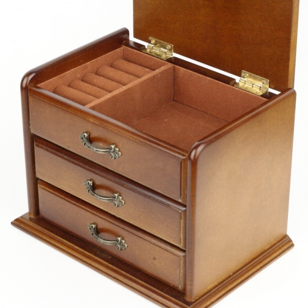 Dřevěná šperkovnice s šuplíky 20x14x15cm