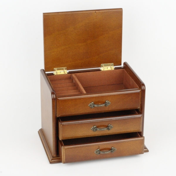 Dřevěná šperkovnice s šuplíky 20x14x15cm