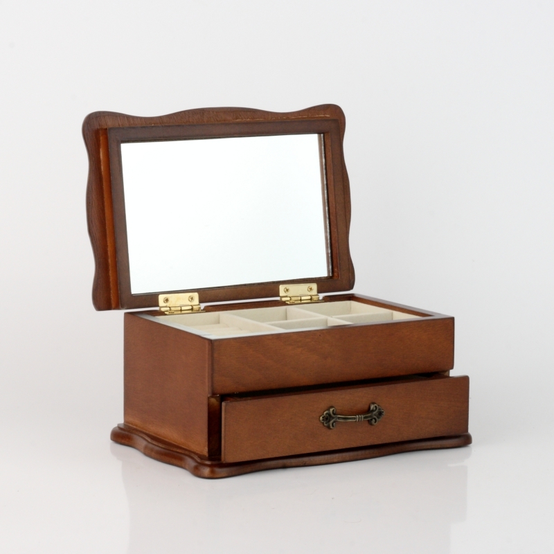 Dřevěná šperkovnice se zrcadlem 20x13x10cm