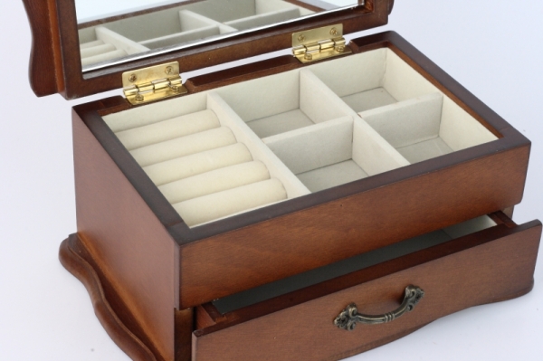 Dřevěná šperkovnice se zrcadlem 20x13x10cm