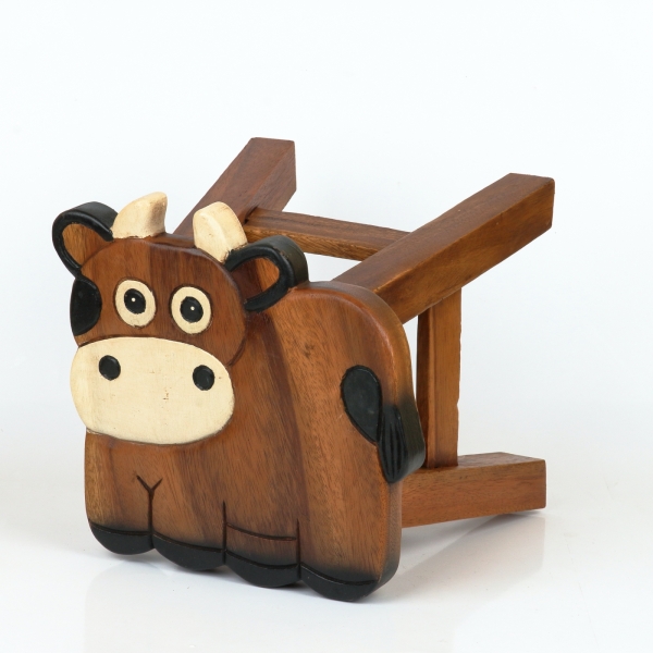 Dřevěná stolička kravička 26cm