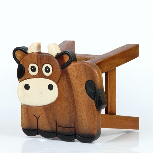 Dřevěná stolička kravička 26cm