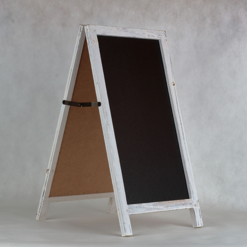 Dřevěná tabule na psaní křídou bílá 27x3x52cm