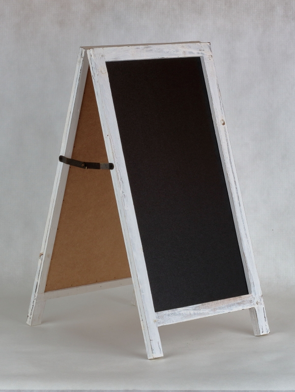 Dřevěná tabule na psaní křídou bílá 27x3x52cm