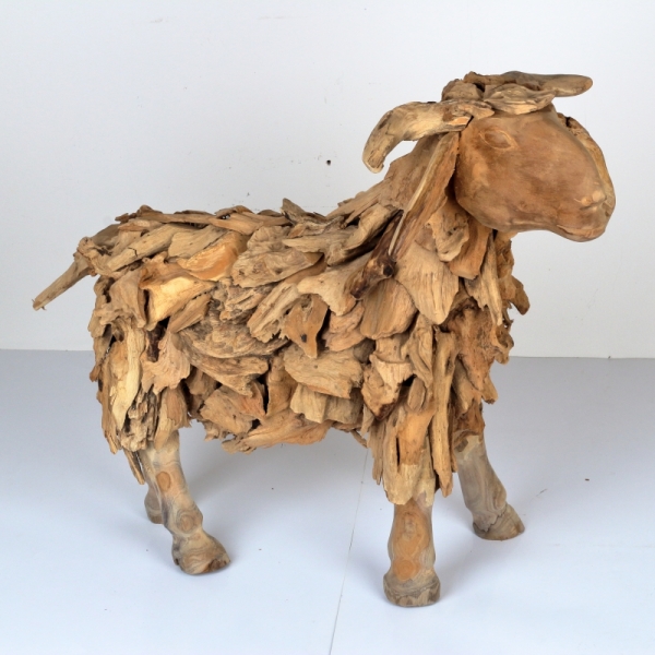 Dřevěná zahradní dekorace beran 81x66x25cm 12kg