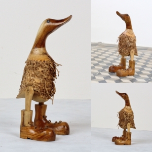 Dřevěná zahradní dekorace kachna střapatá 25cm