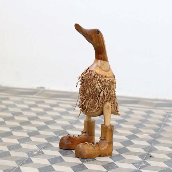 Dřevěná zahradní dekorace kachna střapatá 25cm