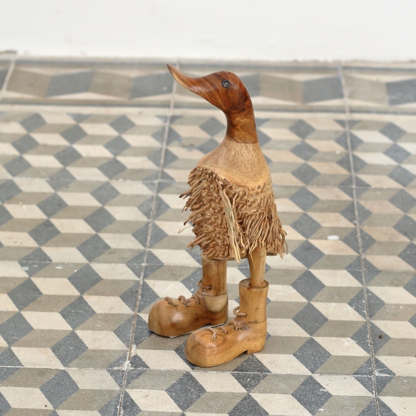 Dřevěná zahradní dekorace kachna střapatá 25cm