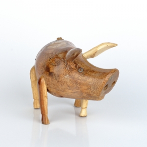 Dřevěná zahradní dekorace prase holé lakované 16x12cm