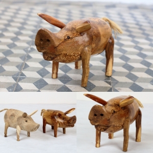 Dřevěná zahradní dekorace prase lakované 25x15cm