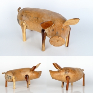 Dřevěná zahradní dekorace prase lakované 30cm