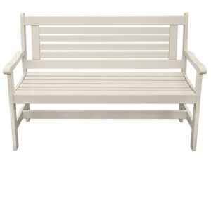 Dřevěná zahradní lavice bílá 129x89x59cm