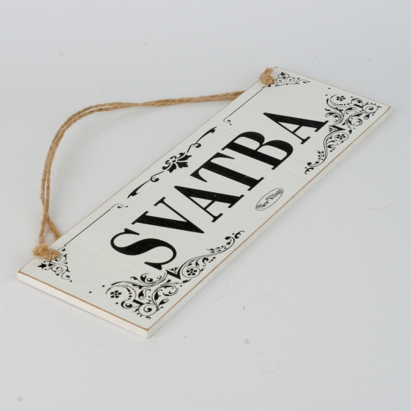 Dřevěná závěsná cedule SVATBA 30x9cm