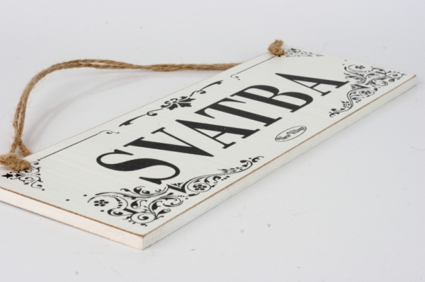 Dřevěná závěsná cedule SVATBA 30x9cm