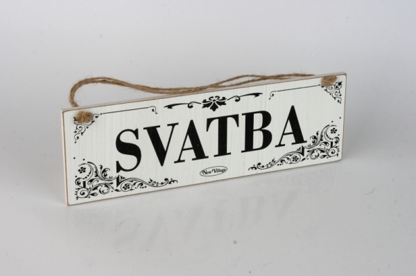 Dřevěná závěsná cedule SVATBA 30x9cm