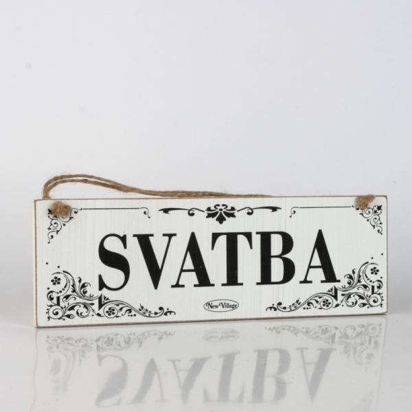 Dřevěná závěsná cedule SVATBA 30x9cm