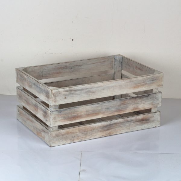 Dřevěné bedýnky bílé s patinou (set 3ks) 54x37x25cm