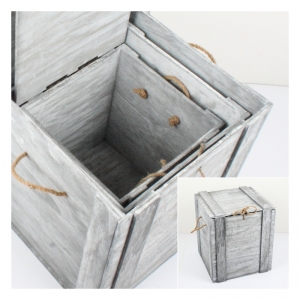 Dřevěné bedýnky s patinou sada 3ks 31/31/42cm